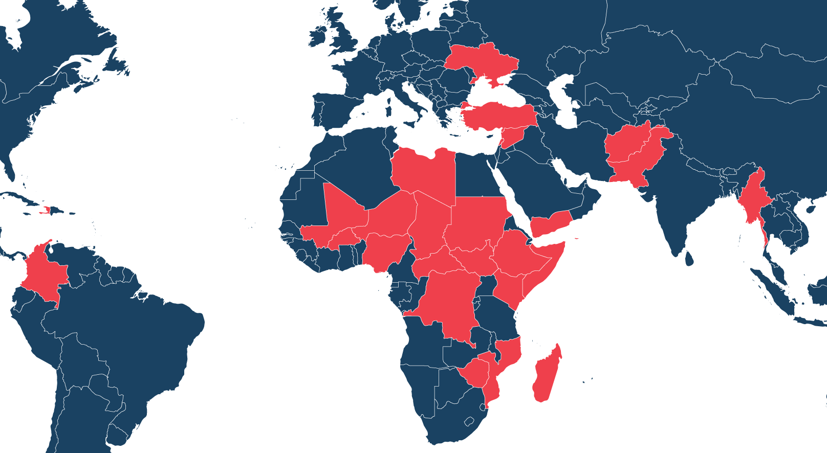 WFP main emergencies map in 2023